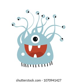 Funny nursery poster with cute monster. Color kids vector illustration in scandinavian style.