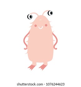 Funny nursery poster with cute monster. Color kids vector illustration in scandinavian style.
