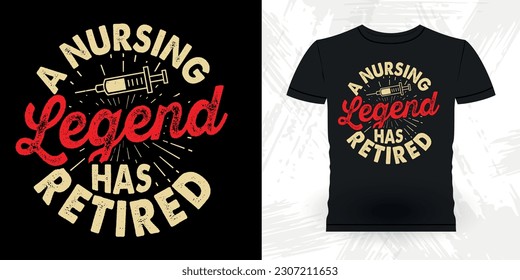 Funny Nursing Retirement Pension Retired Retro Vintage Retirement T-shirt Design