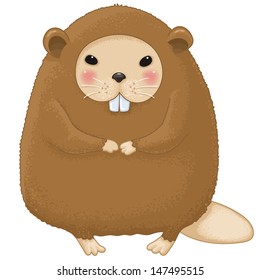 funny nutria cartoon character