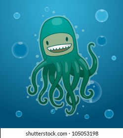 Funny octopus 1, vector