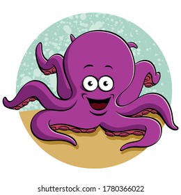 Funny Octopus with background illustration vector