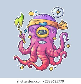 Funny octopus. Cartoon vector character. Trendy style. Vector illustration.