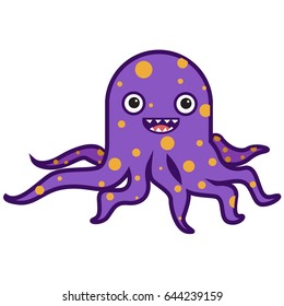 Funny octopus character isolated on a white background