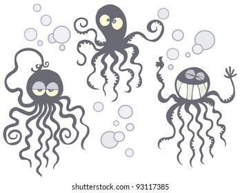 Funny Octopus Characters.