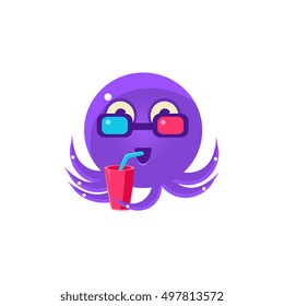 Funny Octopus In Cinema Emoji