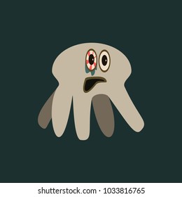 Funny octopus with conjunctivitis - simple color icon or banner.
