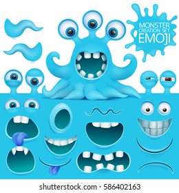 Gracioso juego de creación de personajes monstruo del pulpo emoji. Ilustración del vector