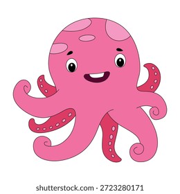 Pulpo divertido aislado en un fondo blanco