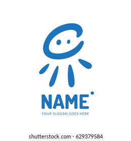 Funny octopus. Logo design vector template. Symbol concept icon.