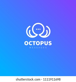 
funny octopus logo in vector with blue gradient and purple background