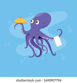 Funny octopus. Vector octopus illustration.