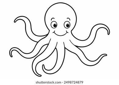Funny Octopus Vector Illustration Cartoon, Clipart And Line Art Design on White Background, Funny octopus cartoon vector with white background: clipart, illustration, and line art design.