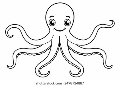 Funny Octopus Vector Illustration Cartoon, Clipart And Line Art Design on White Background, Funny octopus cartoon vector with white background: clipart, illustration, and line art design.