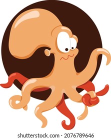Funny octopus, whose tentacles are tied in a knot