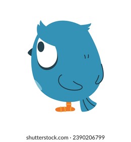 Funny offended owl turned back. Vector icon, bird sticker