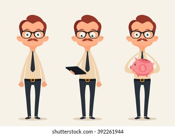 Funny Office Workers. Vector Set