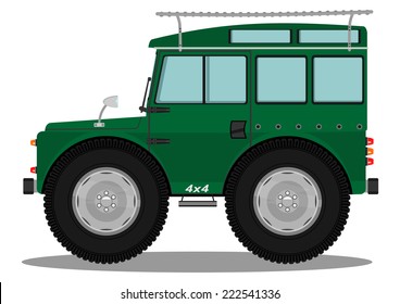 Funny off-road car. Vector illustration without gradients on one layer. 