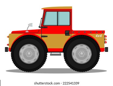 Funny off-road car. Vector illustration without gradients on one layer. 