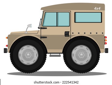 Funny off-road car. Vector illustration without gradients on one layer. 