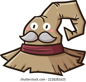 Funny old brown witch hat character