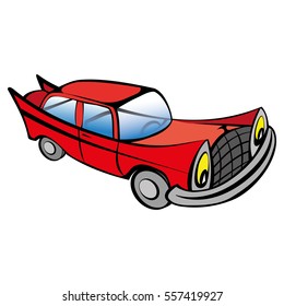 Funny old car cartoon. Vector illustration EPS10