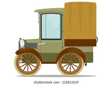 Funny old car. Vector illustration. One layer with no gradients. 