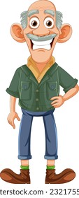 Graciosa ilustración de caricatura de Old Farmer