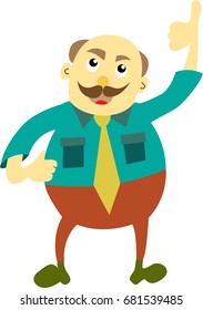 Funny old man. Vector editable illustration