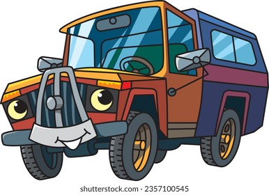 Funny old pick-up truck vector illustration