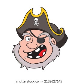 Funny old pirate cartoon face vector art