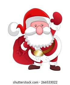 Funny Old Santa Character with Gift Bag Vector