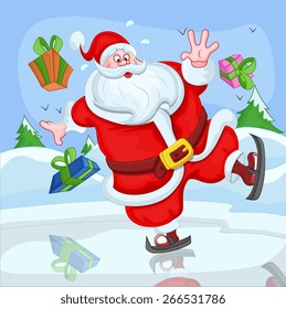 Funny Old Santa Falling with Gifts