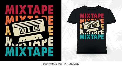 Funny Old School Hip Hop Retro Vintage Cassette Music Mixtape T-Shirt Design