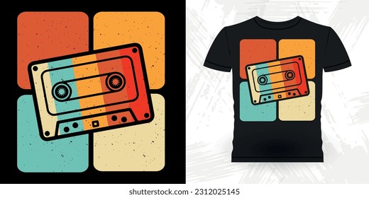 Funny Old School Hip Hop Retro Vintage Cassette Music Mixtape T-shirt Design