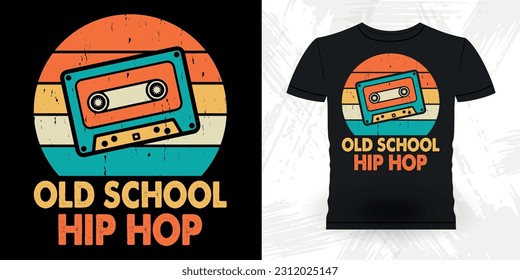 Funny Old School Hip Hop Retro Vintage Cassette Music Mixtape T-shirt Design