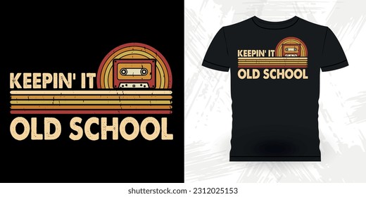 Graciosa escuela antigua Hip Hop Retro Cassette Vintage Música Mixtape Diseño de camiseta