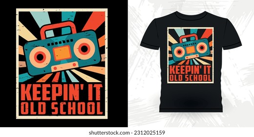 Graciosa escuela antigua Hip Hop Retro Cassette Vintage Música Mixtape Diseño de camiseta