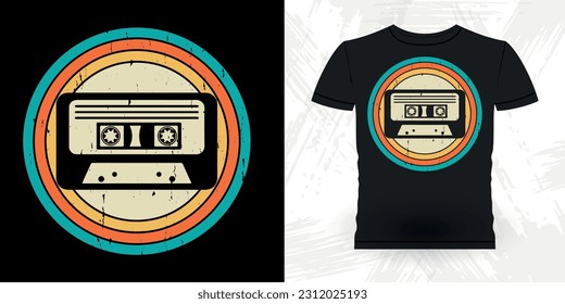 Funny Old School Hip Hop Retro Vintage Cassette Music Mixtape T-Shirt Design