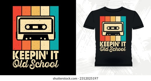 Funny Old School Hip Hop Retro Vintage Cassette Music Mixtape T-shirt Design