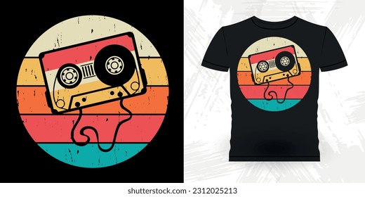 Graciosa escuela antigua Hip Hop Retro Cassette Vintage Música Mixtape Diseño de camiseta