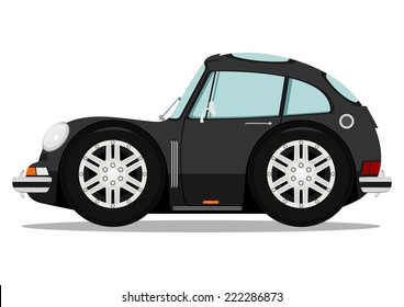 Funny old sports car. Vector without gradients on one layer. 