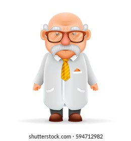 Funny Old Wise Scientist Grandfather Pointing Stock Vector (Royalty ...