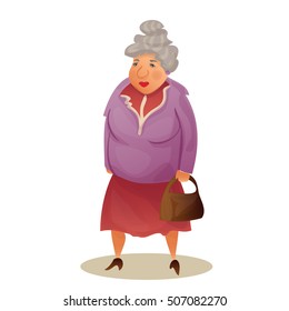 Funny Old Woman Bag Grandmother Walking Stock Vector (Royalty Free ...