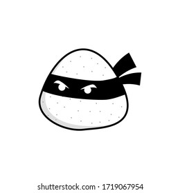 funny onigiri using mask like ninja perfect for mascot vector illustration design