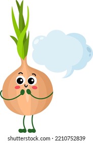 Funny onion with empty speech bubble