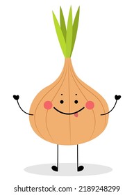 Cebolla divertida sobre fondo blanco