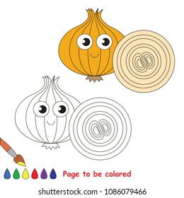 Funny Onion Vegetable to be colored, the coloring book for preschool kids with easy educational gaming level.