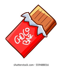 Funny opened chocolate bar ready to eat - vector.