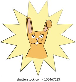 Funny orange bunny - vector illustration